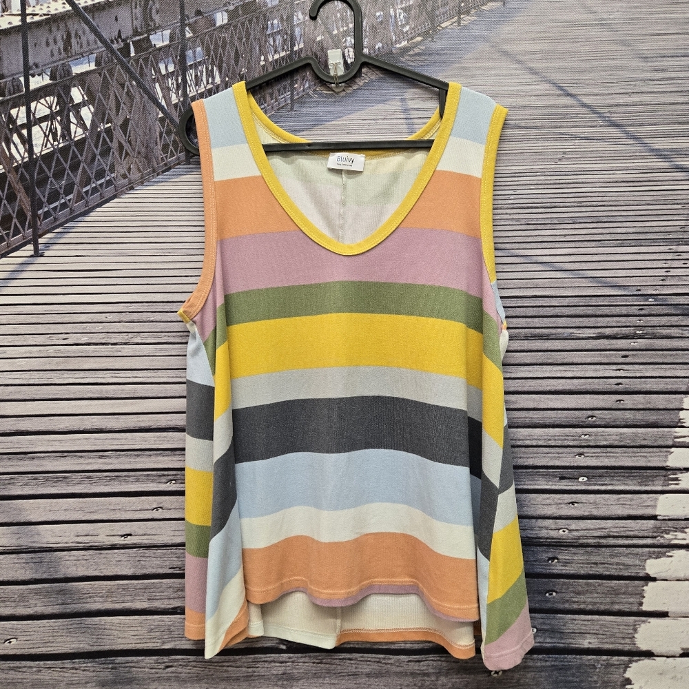 Bluivy Young Contemporary Stripe Swing Tank Top Soft Stretch Women's Large